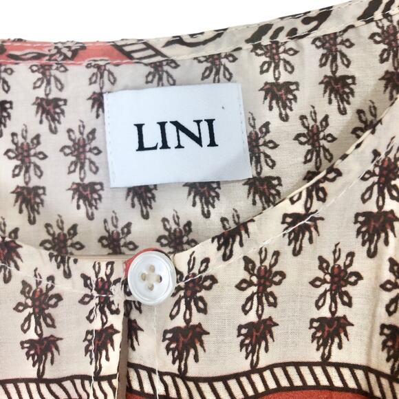 LINI Harriet Boho Mixed Printed Ruffled Blouse Size Small - Picture 3 of 6